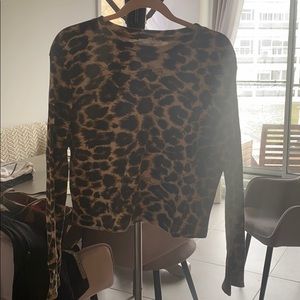 Animal Print Waffle Crop Top